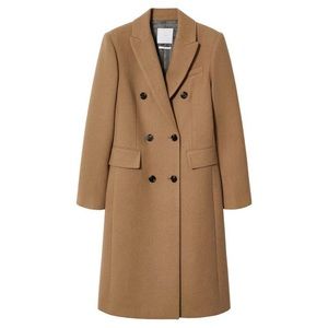 Mango Double Breasted Camel Tailored coat